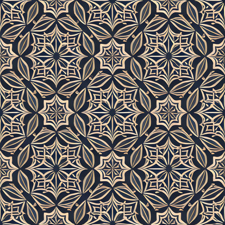 A blue and beige seamless pattern, which features a design that can be repeated infinitely without any visible seams or breaks for textiles, wallpaper, and digital graphics, among others