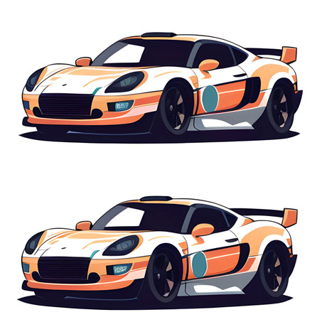 2 Orange Cars For Print