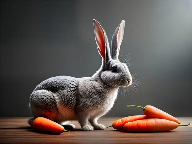 A Cute And Fluffy Rabbit Sits Tantalizingly Close To A Bunch Of Vibrant Carrots Showcasing The Delights Of A Natural And Wholesome Feast