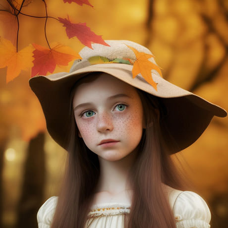 A Girl With A Hat Surrounded By Autumn Foliage