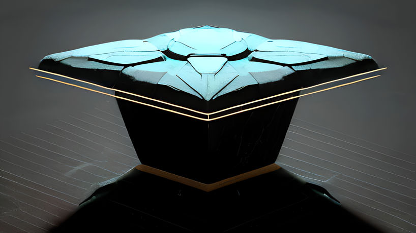 A Sleek Futuristic Table With A Mesmerizing Blue And Black Design Adds A Touch Of Sophistication To Any Modern Living Space