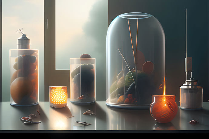 An Assortment Of Colorful Glass Jars Filled With Various Objects Beautifully Illuminated By Sunlight Pouring Through A Window