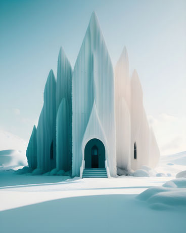 Behold The Ethereal Grandeur Of An Intricately Crafted 3d Model Depicting A Majestic Ice Castle Amidst A Magical Snowy Landscape