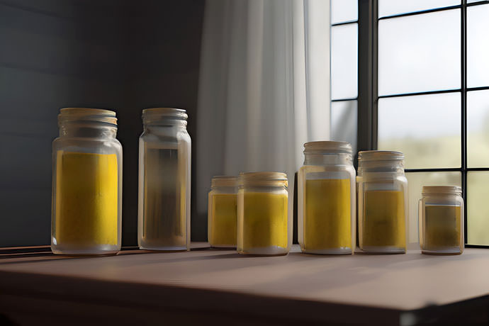 Captivating Collection Of Colorful Jars Displayed On A Rustic Wooden Table Accentuated By The Soft Natural Light Streaming Through The Nearby Window