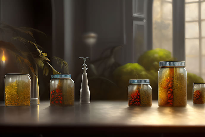 Catch A Glimpse Into An Exquisite Collection Of Carefully Arranged Jars Basking In The Warm Glow Of Sunlight