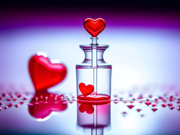 Elixir Of Passionate Desires Within A Crystal Vessel A Scarlet Heart Beats With Intensity Its Essence Captured In A Bottle Of Secrets