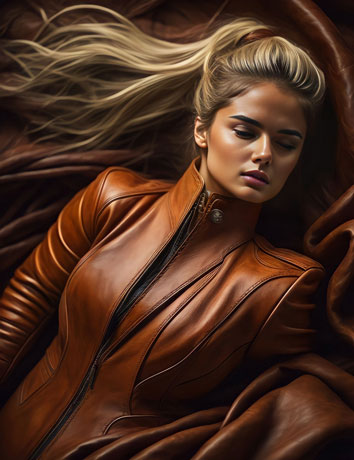 Empowered Elegance A Woman In A Timeless Brown Leather Jacket