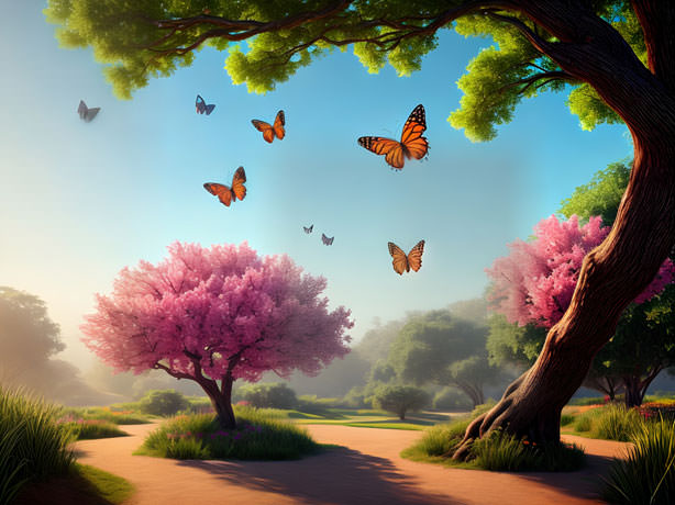 Flights Of Euphoria A Captivating Sight Unfolds As Vibrant Butterflies Dance In Harmony Adorning The Trees And Flowers With Their Delicate Presence