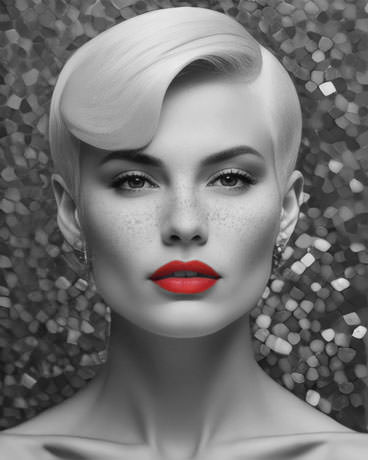 Glamour Personified A Stunning Blonde Beauty Captivates With Her Radiant Smile And Striking Red Lips Mesmerizing Elegance Personified