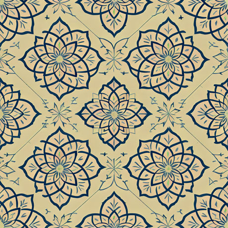 Harmony In Azure An Intricate Exploration Of Beige And Blue Floral Symphony