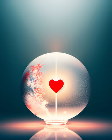 Hearts Reflection Within The Delicate Embrace Of A Glass Ball A Vibrant Red Heart Shines Encapsulating Loves Timeless Beauty