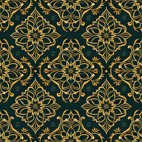 Intricate Gilded Scrolls Blossoms And Filigrees Waltz Dramatically Across An Elegant Stage Of Deep Forest Green Adorning The Canvas With The Rich Opulence Of A Baroque Palace