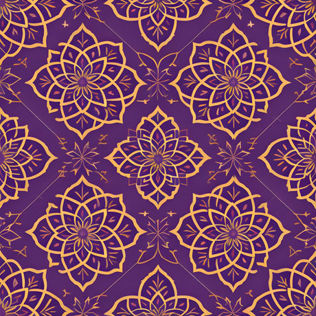 Lavish Elegance A Mesmerizing Intersection Of Royal Purple And Gold Forming A Timeless Floral Pattern On A Vividly Pure Purple Backdrop