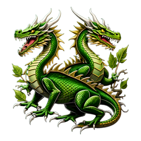 Mystical Guardians A Captivating Close Up View Of Two Graceful Green Dragons