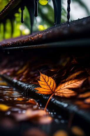 Natures Colors Shine Through The Autumn Rain As Vibrant Leaves Decorate A Wooden Railing Creating A Picturesque Moment