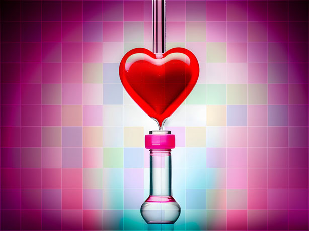 Pulses Of Radiant Love Amidst A Tapestry Of Colourful Abstraction A Heart Shaped Syringe Emerges Enigmatic And Vivacious