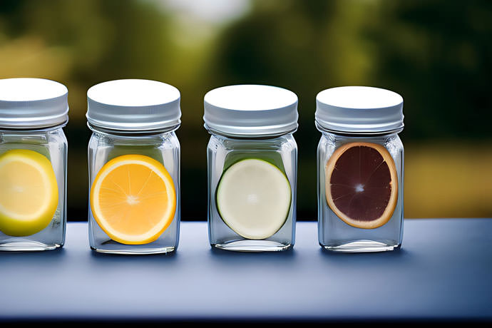 Refreshing And Citrusy Blend Awaits Indulge In These Beautifully Presented Glass Jars Each Brimming With Vibrant Citrus Slices A Perfect Summer Delight