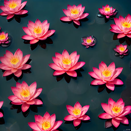 Serene Beauty A Breathtaking Display Of Pink Water Lilies Gracefully Adorning A Tranquil Pond Creating A Scene Of Serenity And Tranquility