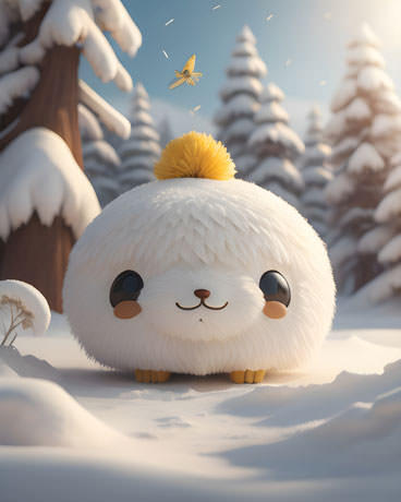 Snow Kissed Cuteness A Fluffy White Bunny Sits Gracefully In The Glistening Snow Captivating Hearts With Its Innocence And Charm