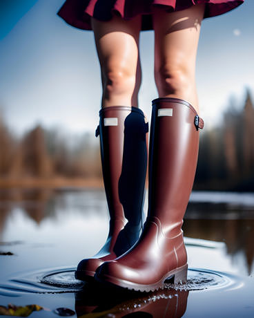 Splish Splash Fashion Braving The Rain In Stylish Brown Rain Boots This Fearless Woman Finds Joy In Jumping Into Puddles And Embracing The Wet Weather