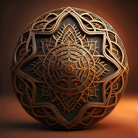 Symphony Of Patterns A Mesmerizing Display Of Impeccably Carved Intricacies On A Wooden Sphere