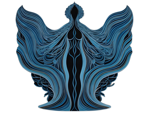 The Blue Wings Of The Woman Symbolize Freedom And Power