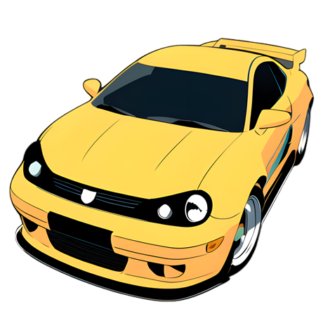 The Yellow Sports Car Two Door Coupe With A Sleek Aerodynamic Body Design