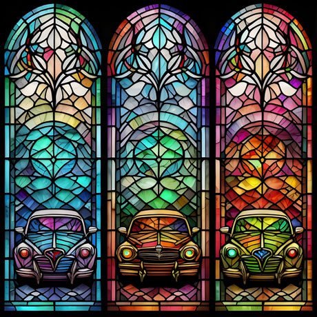 Through The Spectrum Of Time A Modern Tale Immortalized In Stained Glass The Evolution Of Automobiles