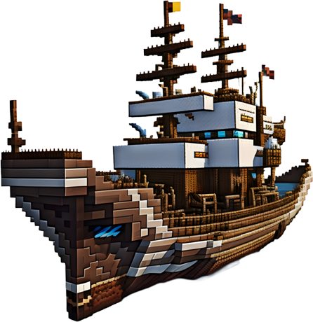 Voyage Of The Pixelated Seas A Majestic Wooden Ship