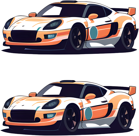 Two Orange Cars On Transparent Background